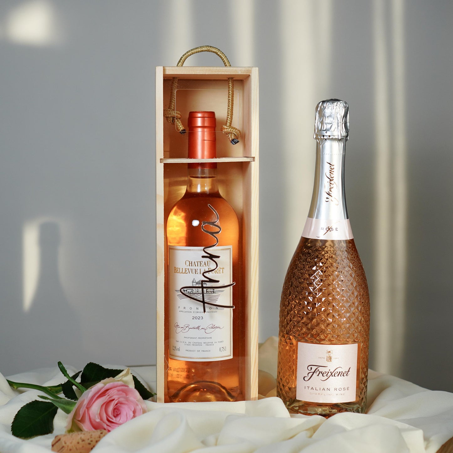 Weinbox mit Vornamen - Roségold