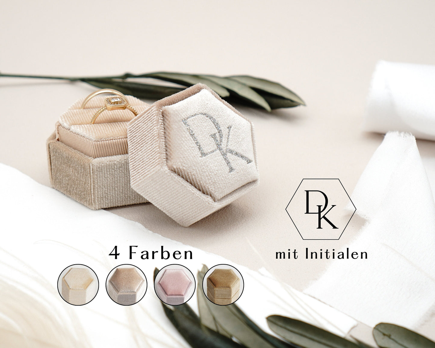 Ringbox mit Monogram in 4 Farben