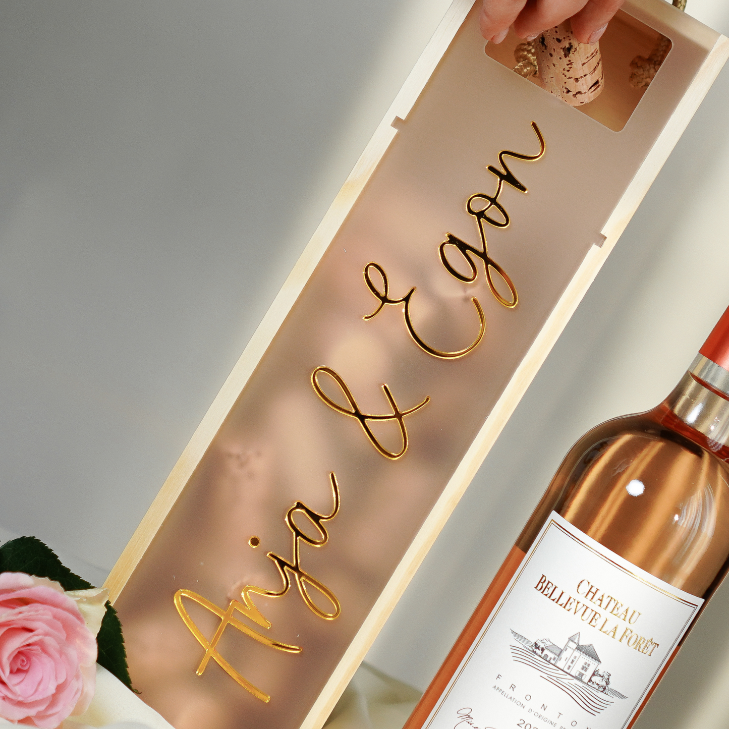 Weinbox mit Vornamen - Gold