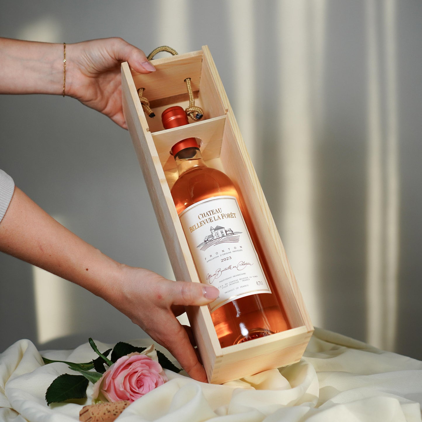 Weinbox mit Vornamen - Roségold