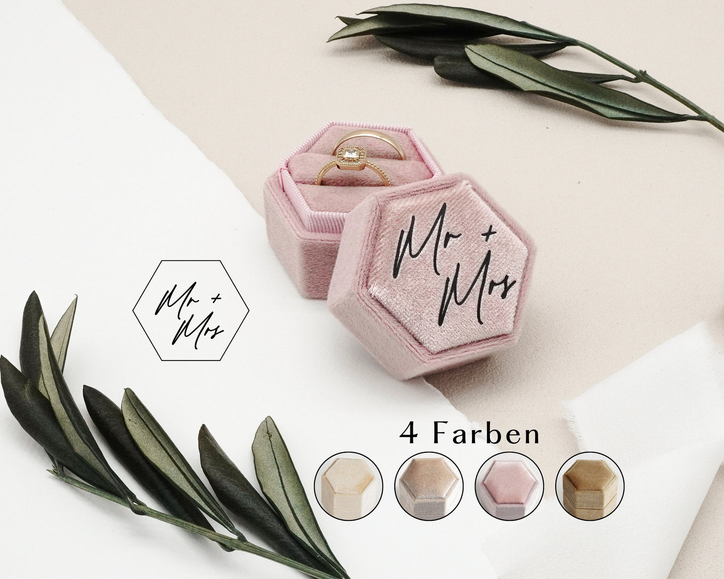 Ringbox "Mr & Mrs" in 4 Farben