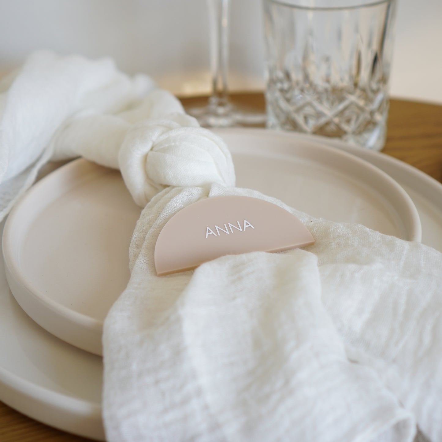 Halbmond Platzkarten in Blush