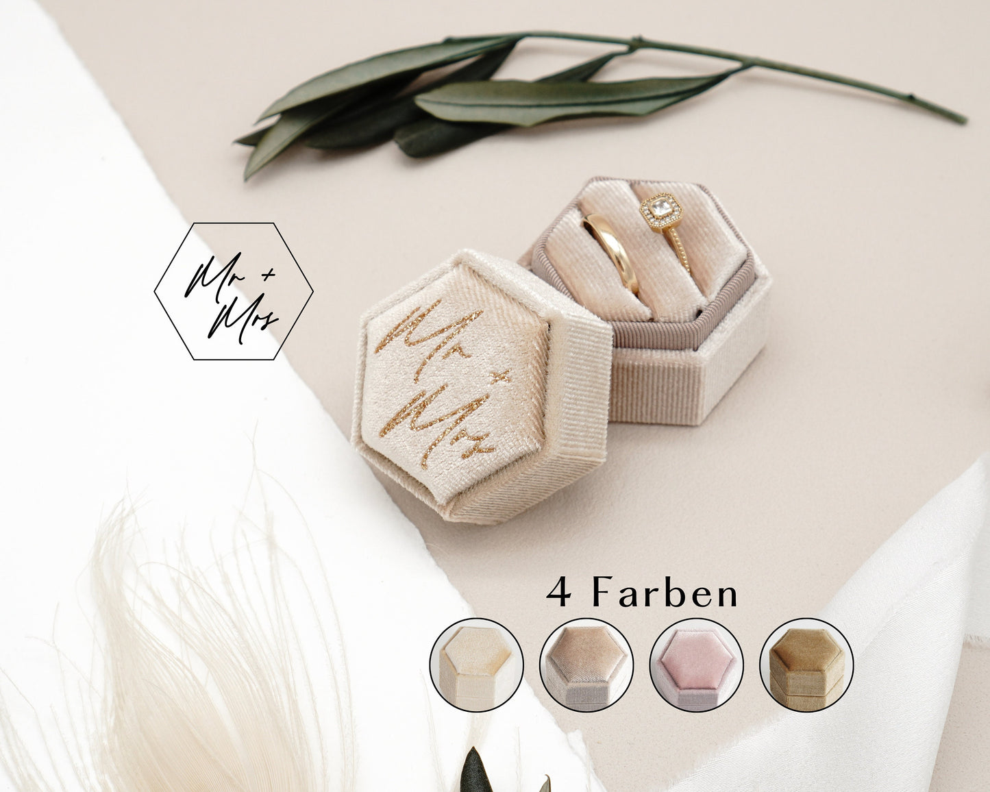 Ringbox "Mr & Mrs" in 4 Farben