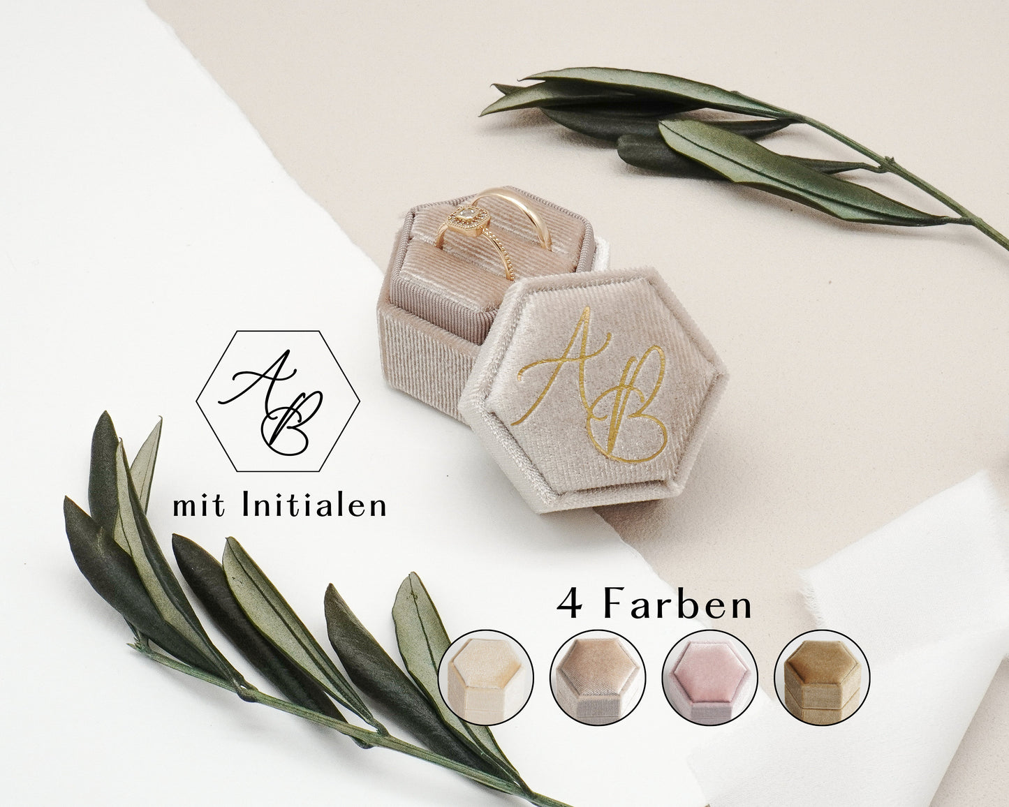 Ringbox mit Monogram in 4 Farben