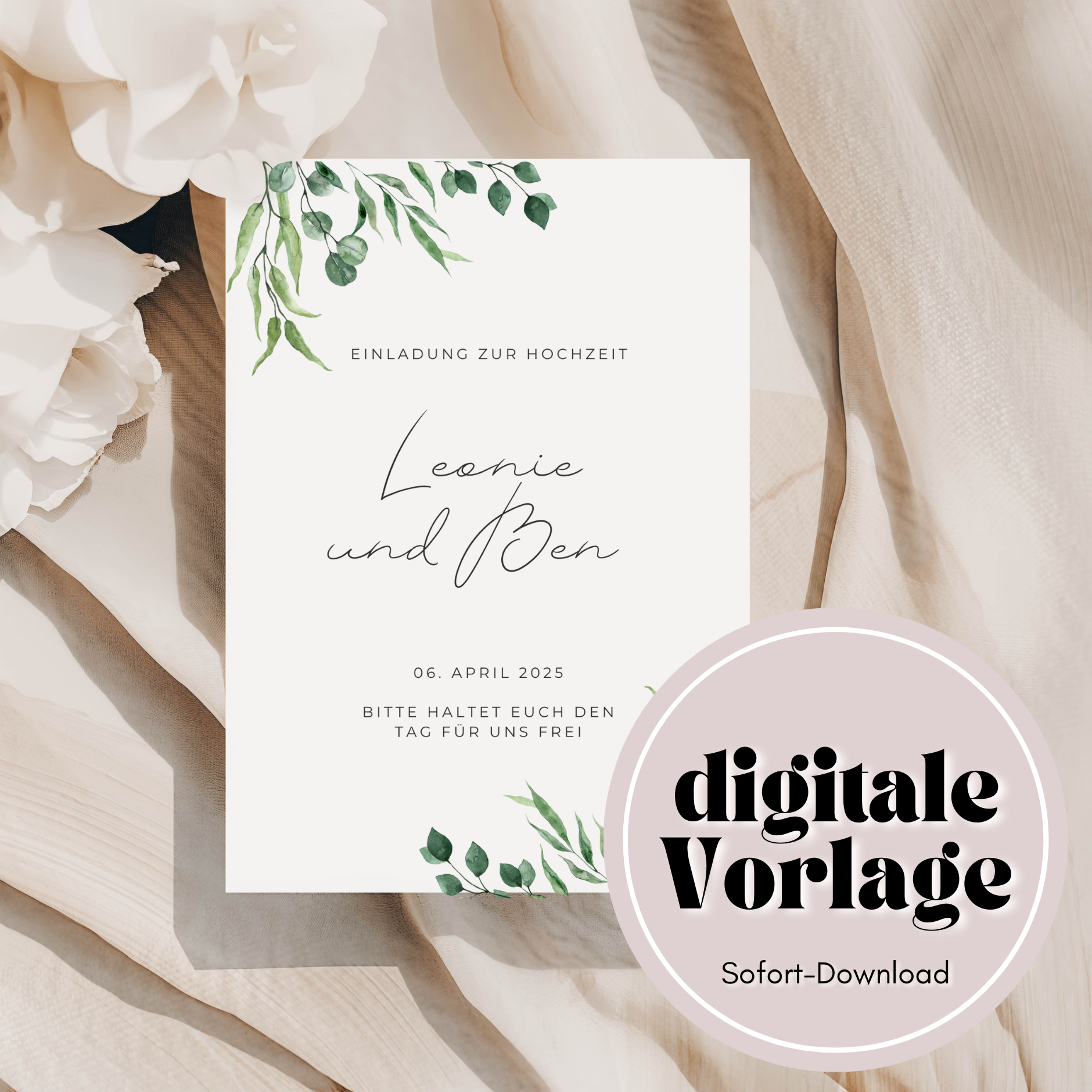 Set of 2 modern invitations + detail card | 2 in 1 template | Edit in Canva | DIY stationery | to print yourself | Wedding invitation