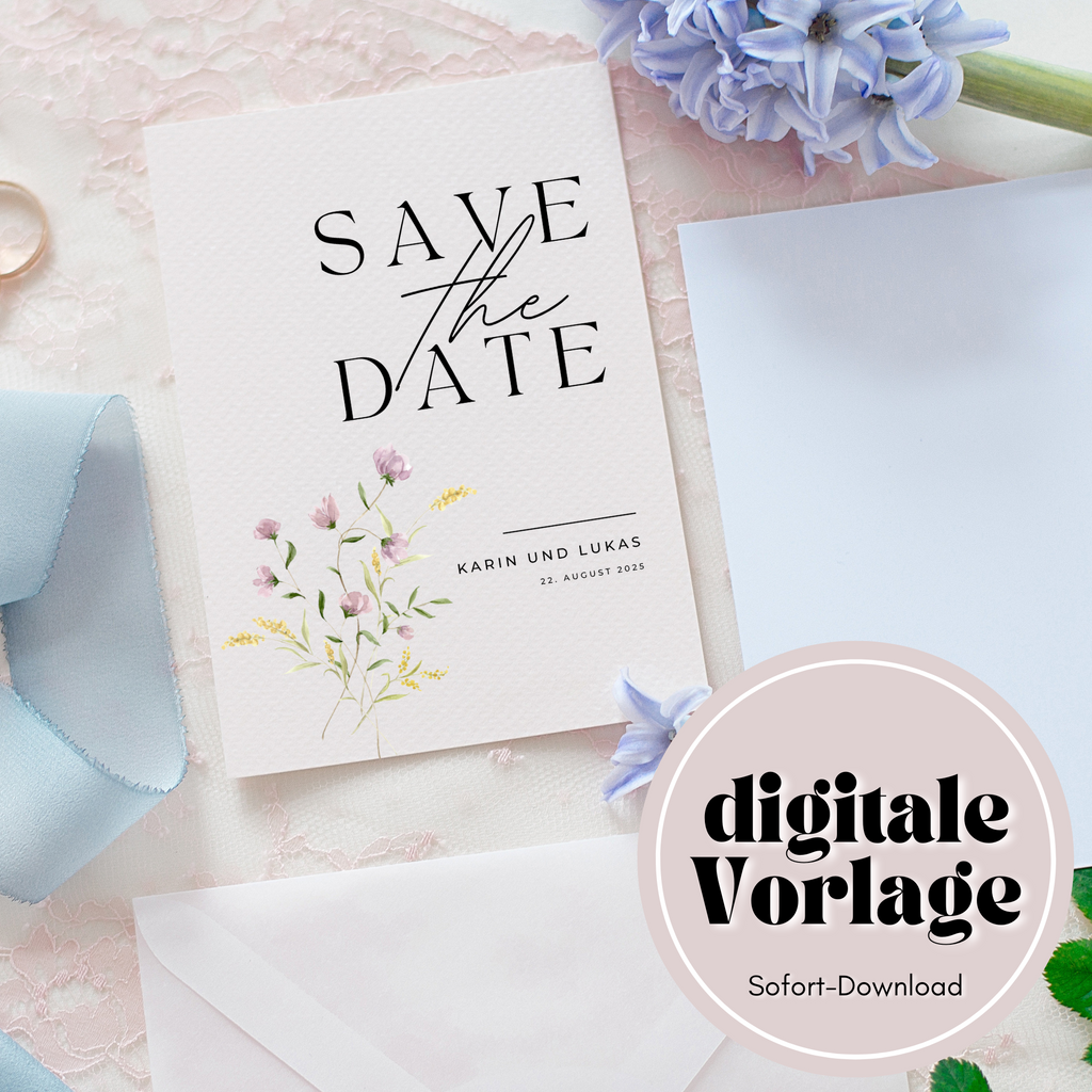 Set of 2 modern invitations + detail card | 2 in 1 template | Edit in Canva | DIY stationery | to print yourself | Wedding invitation