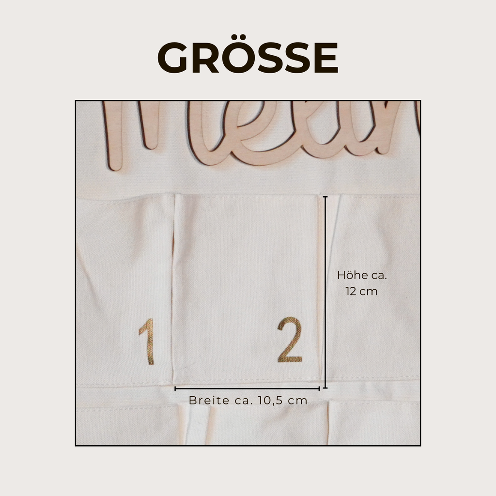 Stoff Adventskalender mit 24 Taschen