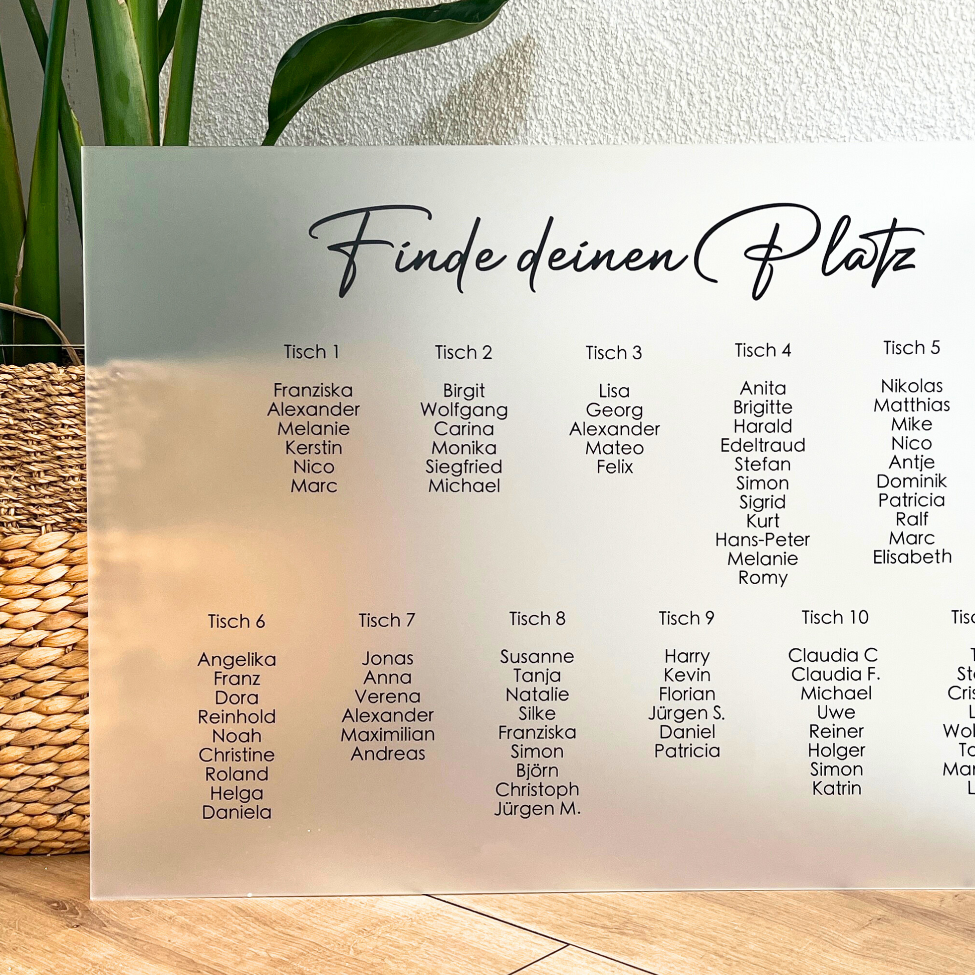 Sitzplan auf Acrylglas