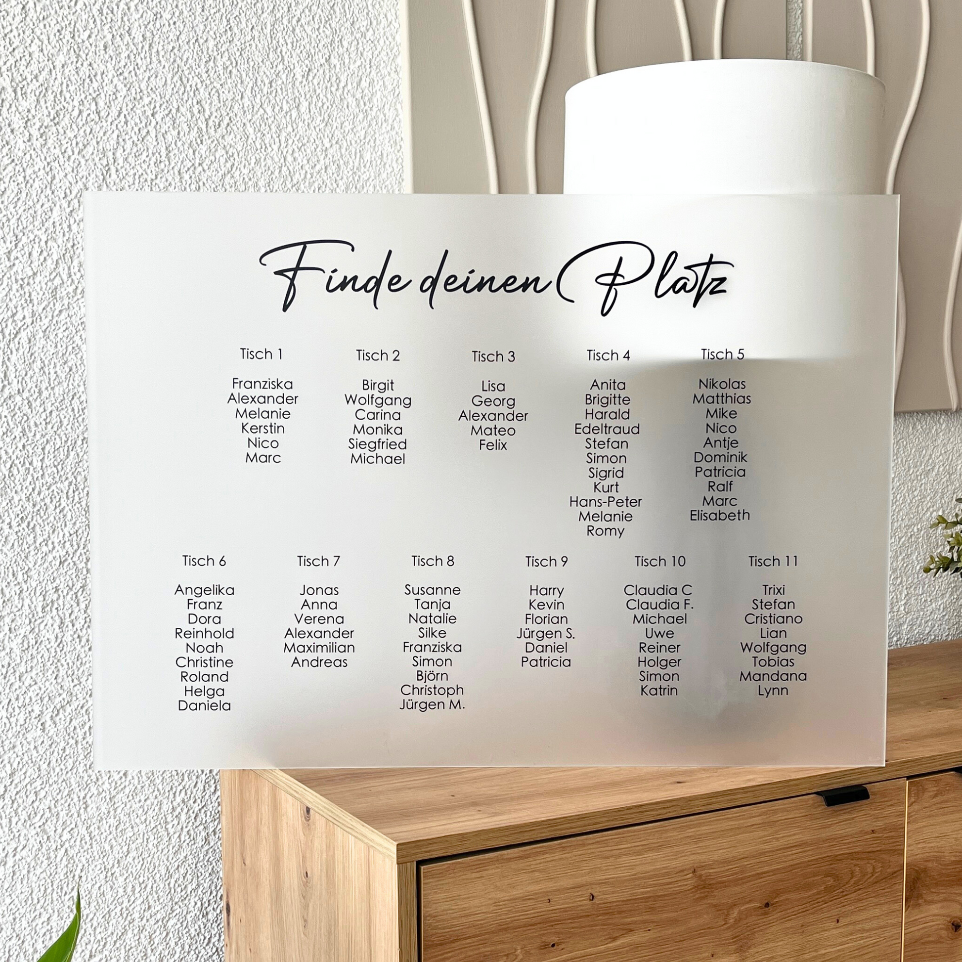 Sitzplan auf Acrylglas