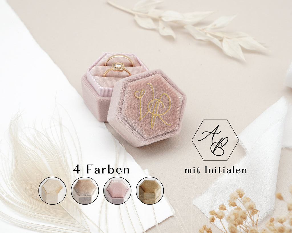 Ringbox mit Monogram in 4 Farben