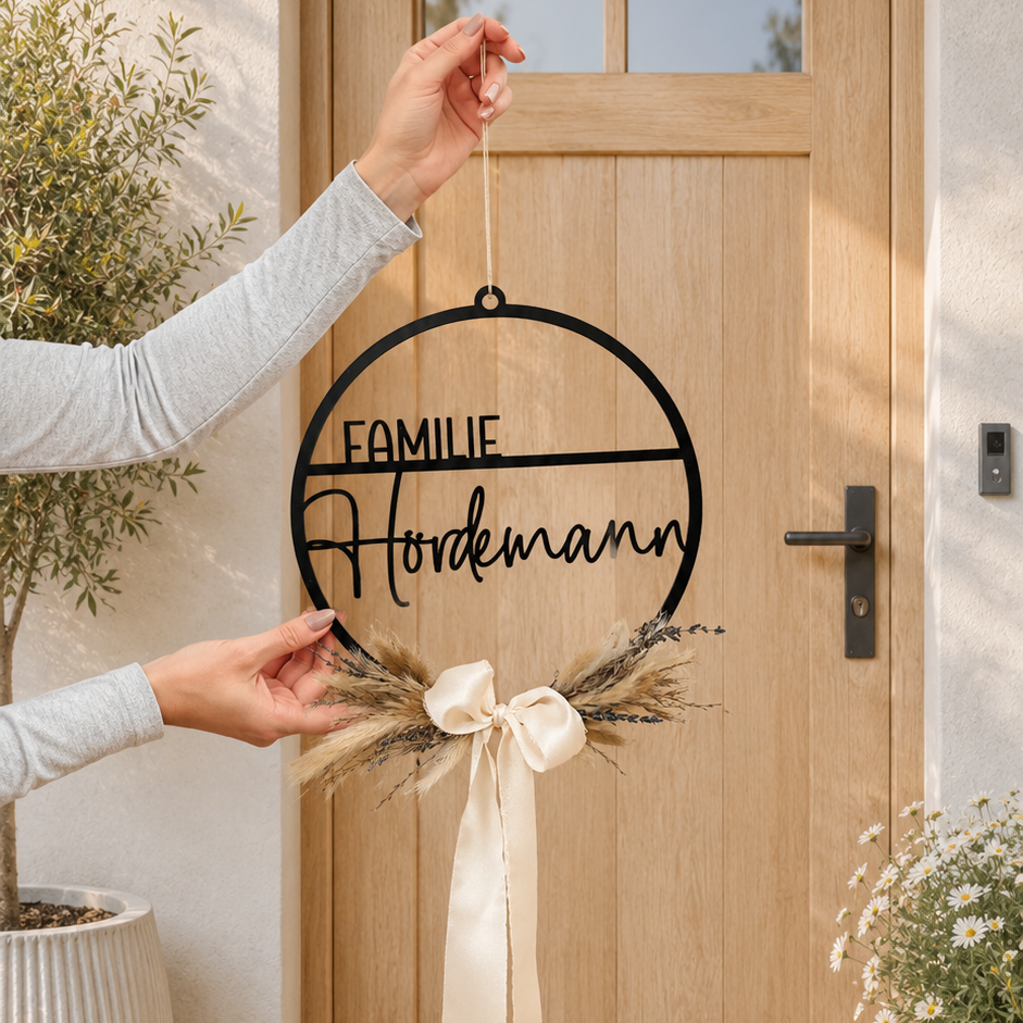 Personalisierter Familien Türkranz