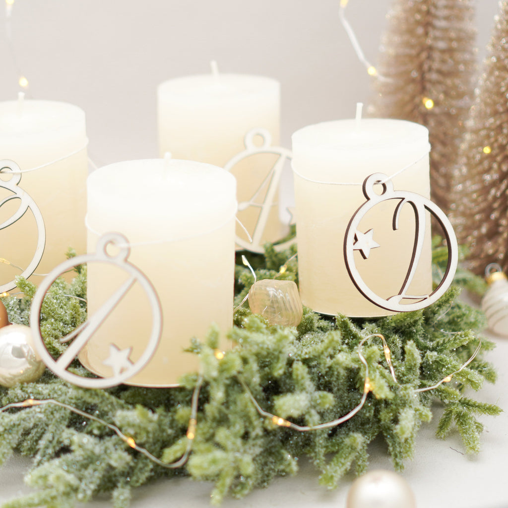 Adventskranz Zahlen 4er Set aus Holz