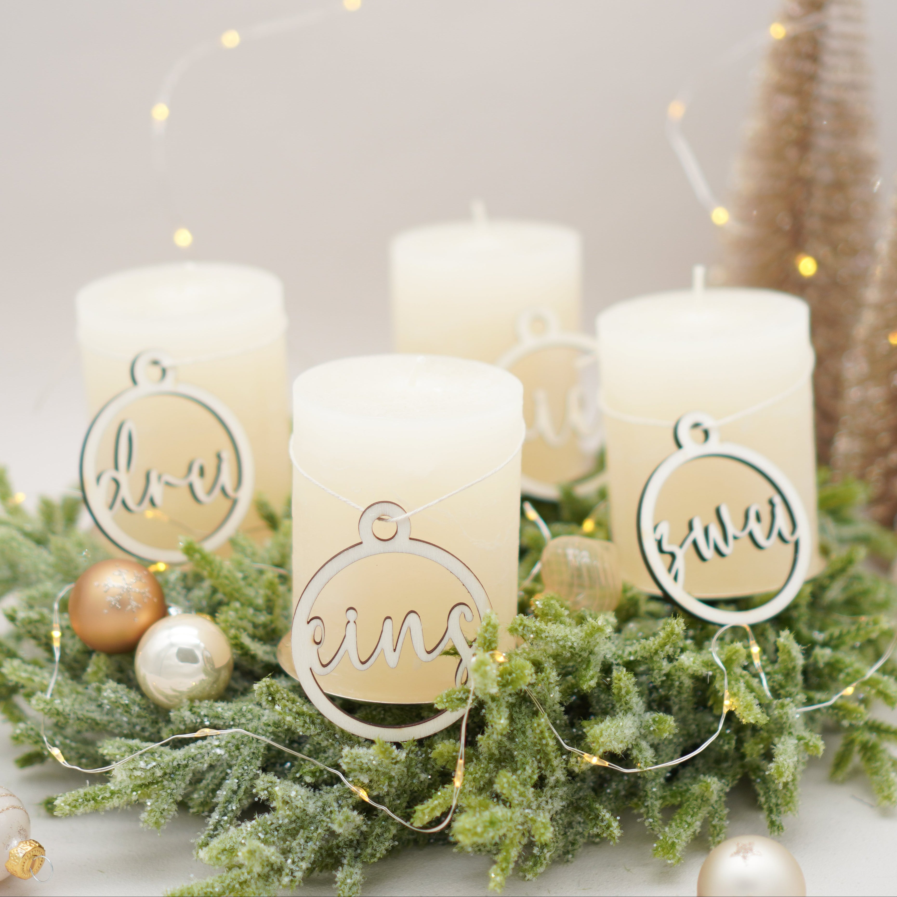 Adventskranz Zahlen 4er Set aus Holz