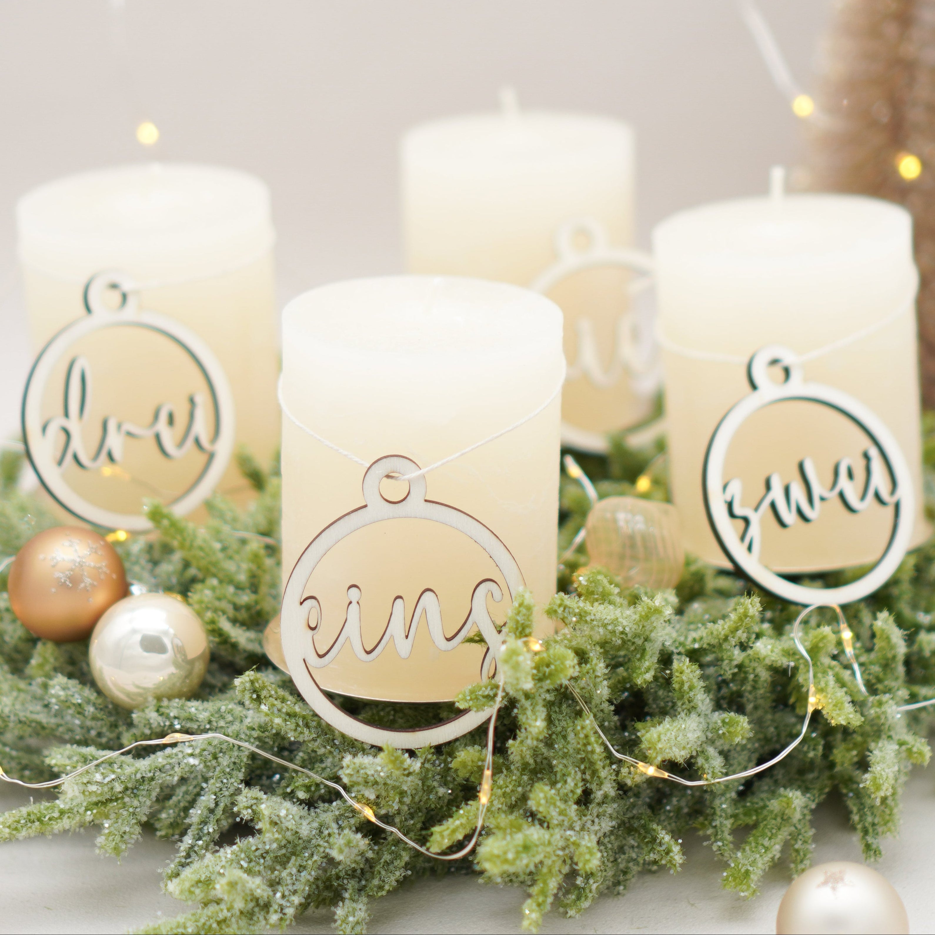 Adventskranz Zahlen 4er Set aus Holz