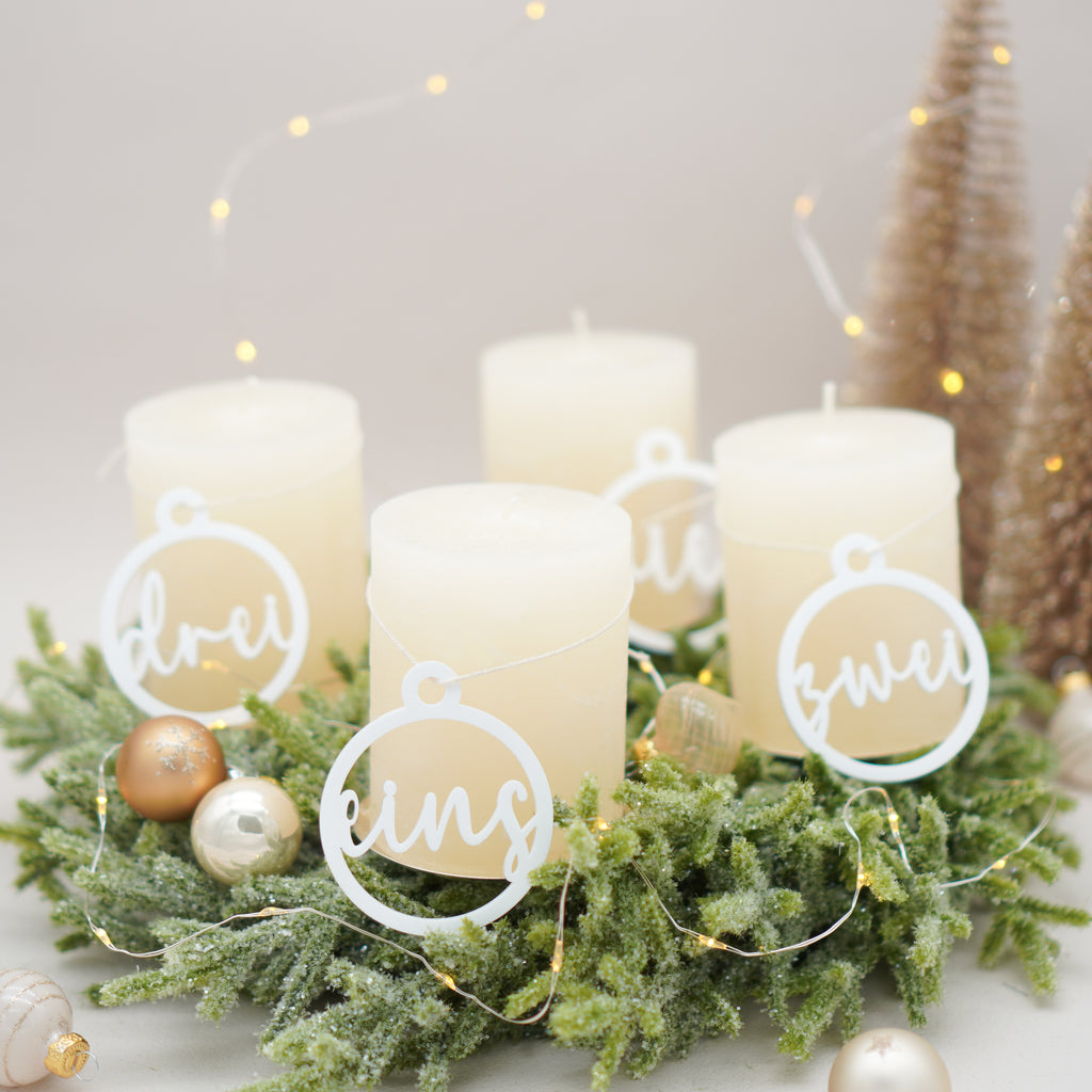 Adventskranz Zahlen 4er Set in Weiß
