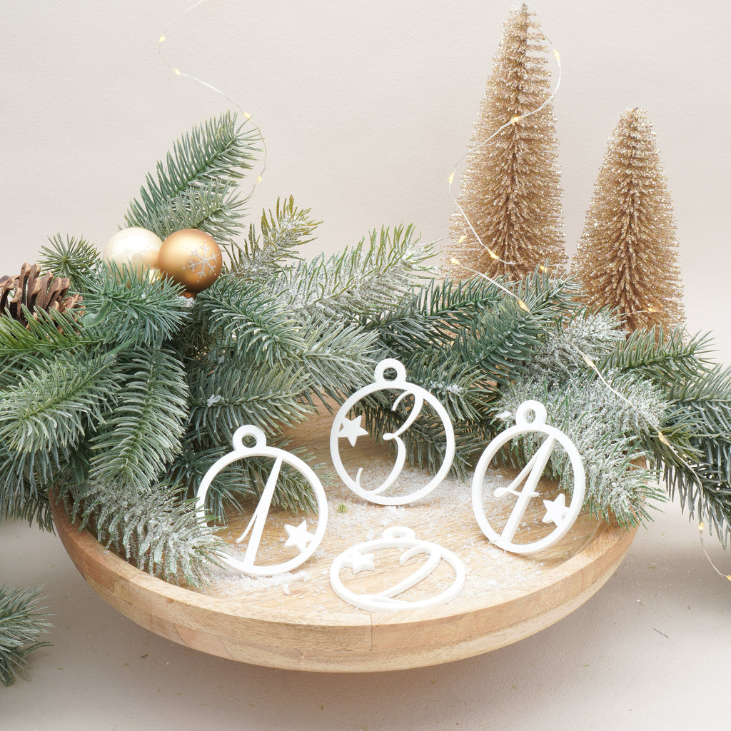 Adventskranz Zahlen 4er Set in Weiß