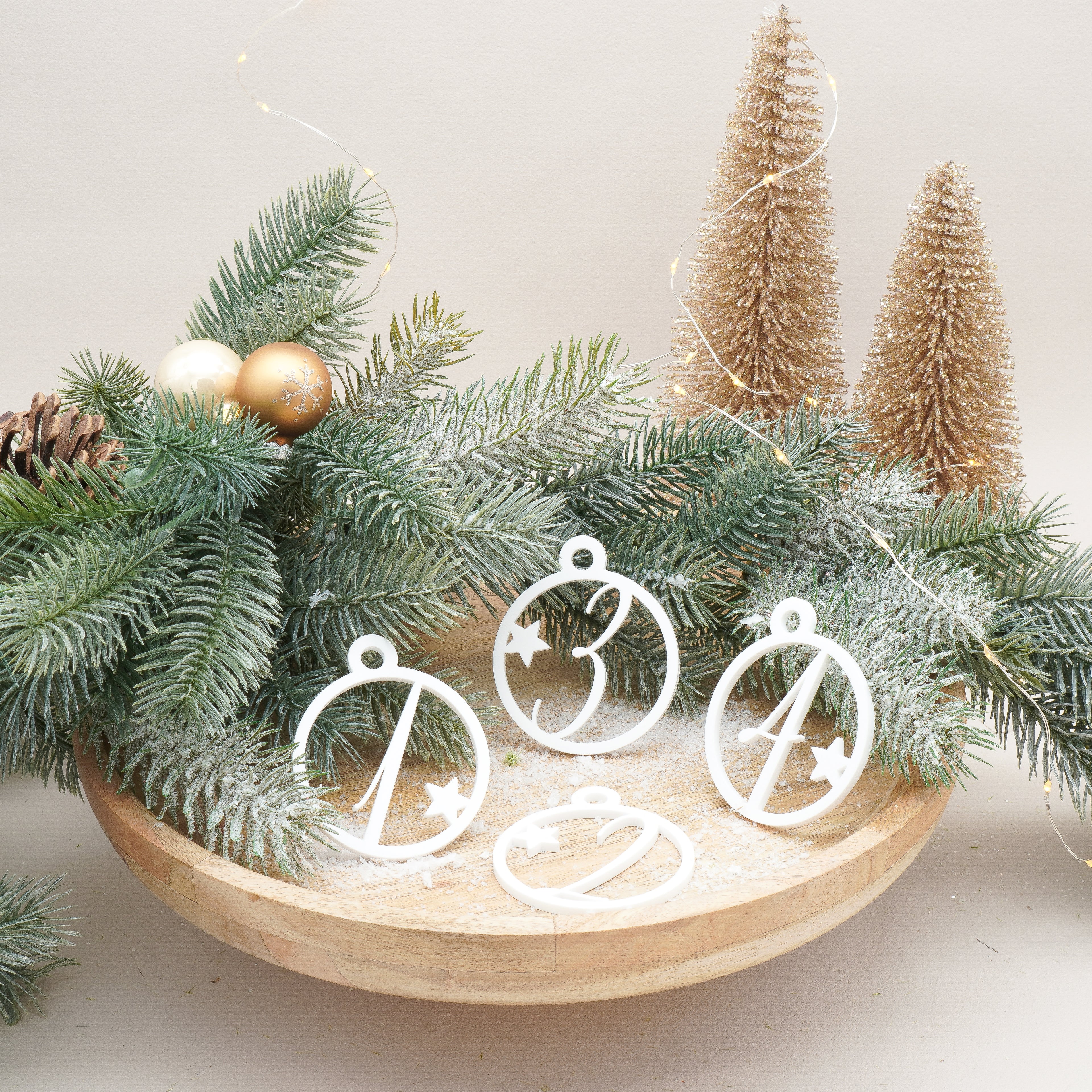 Adventskranz Zahlen 4er Set in Weiß