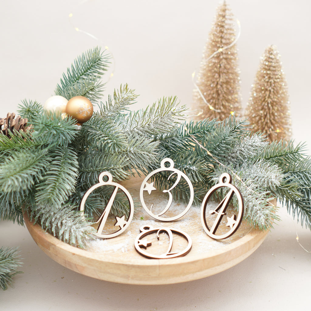Adventskranz Zahlen 4er Set aus Holz