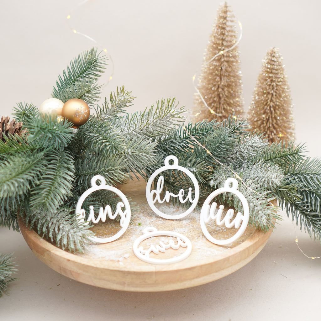 Adventskranz Zahlen 4er Set in Weiß