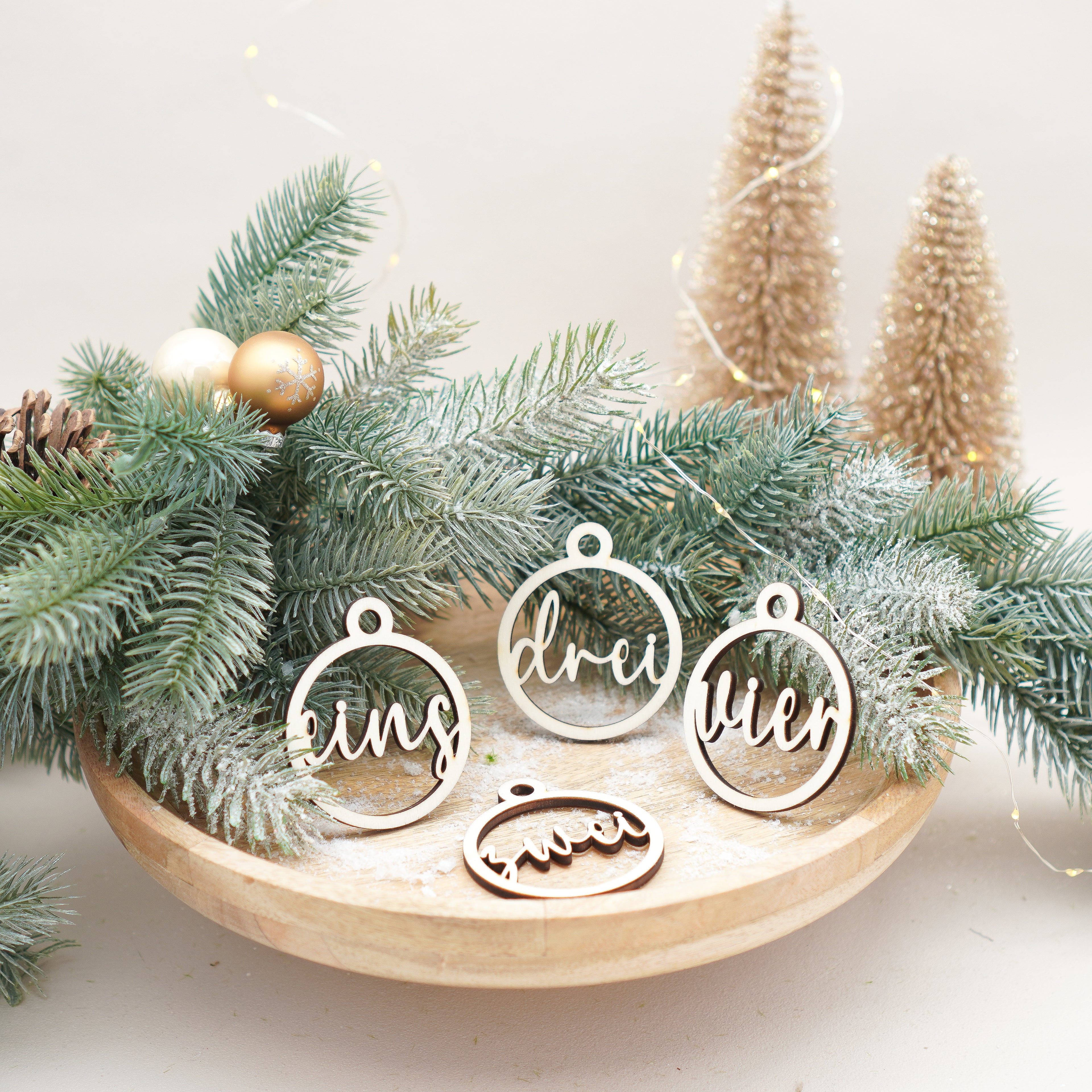 Adventskranz Zahlen 4er Set aus Holz