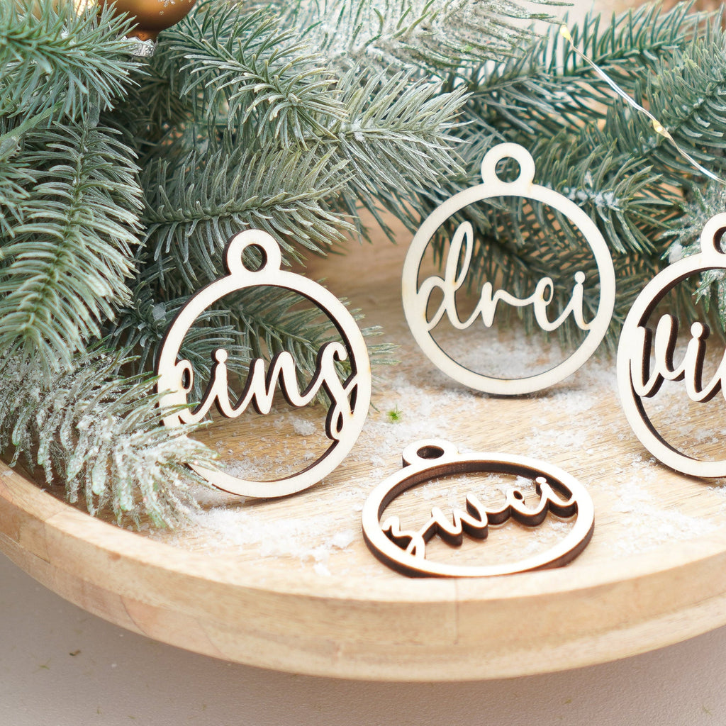 Adventskranz Zahlen 4er Set aus Holz