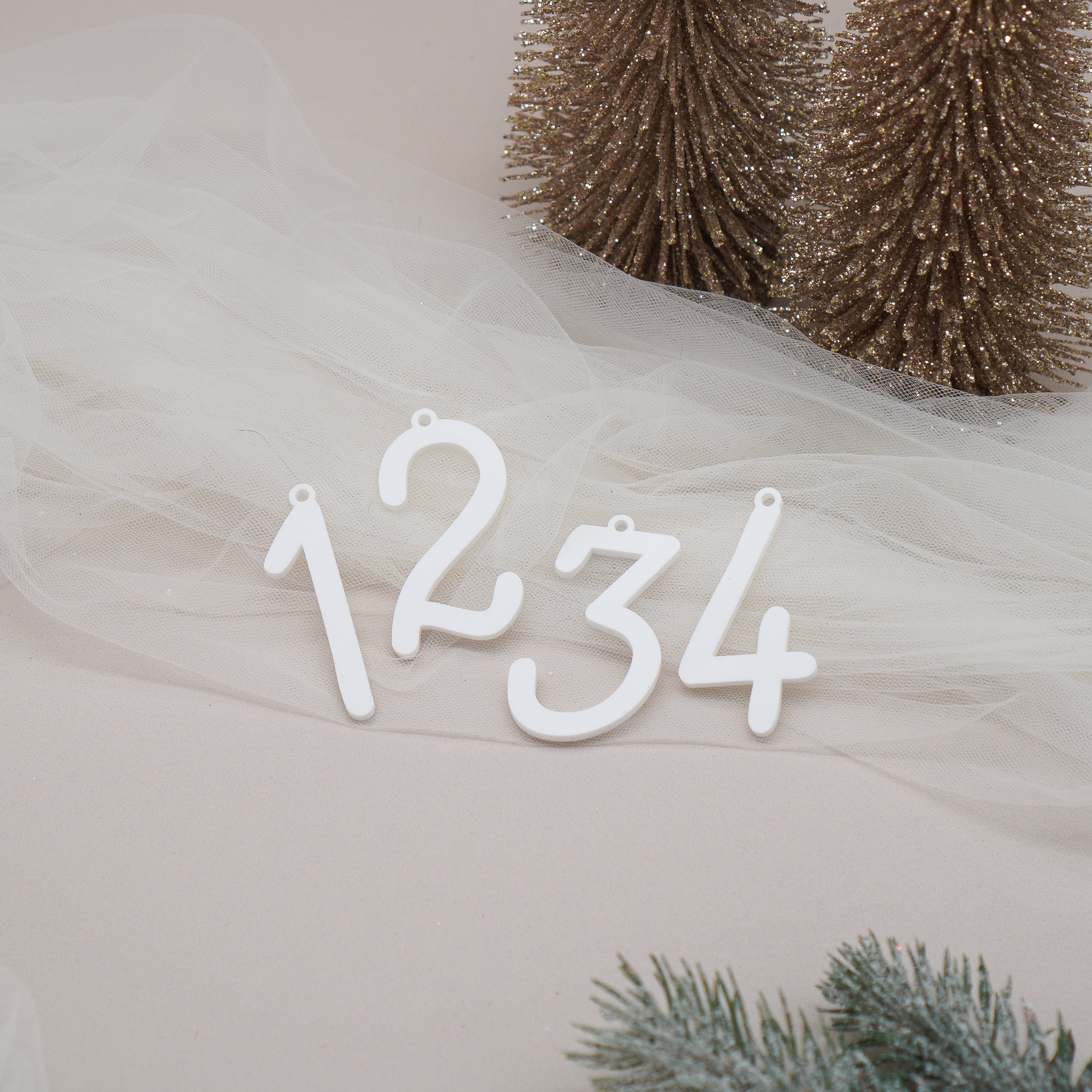Adventskranz Zahlen 4er Set in Weiß