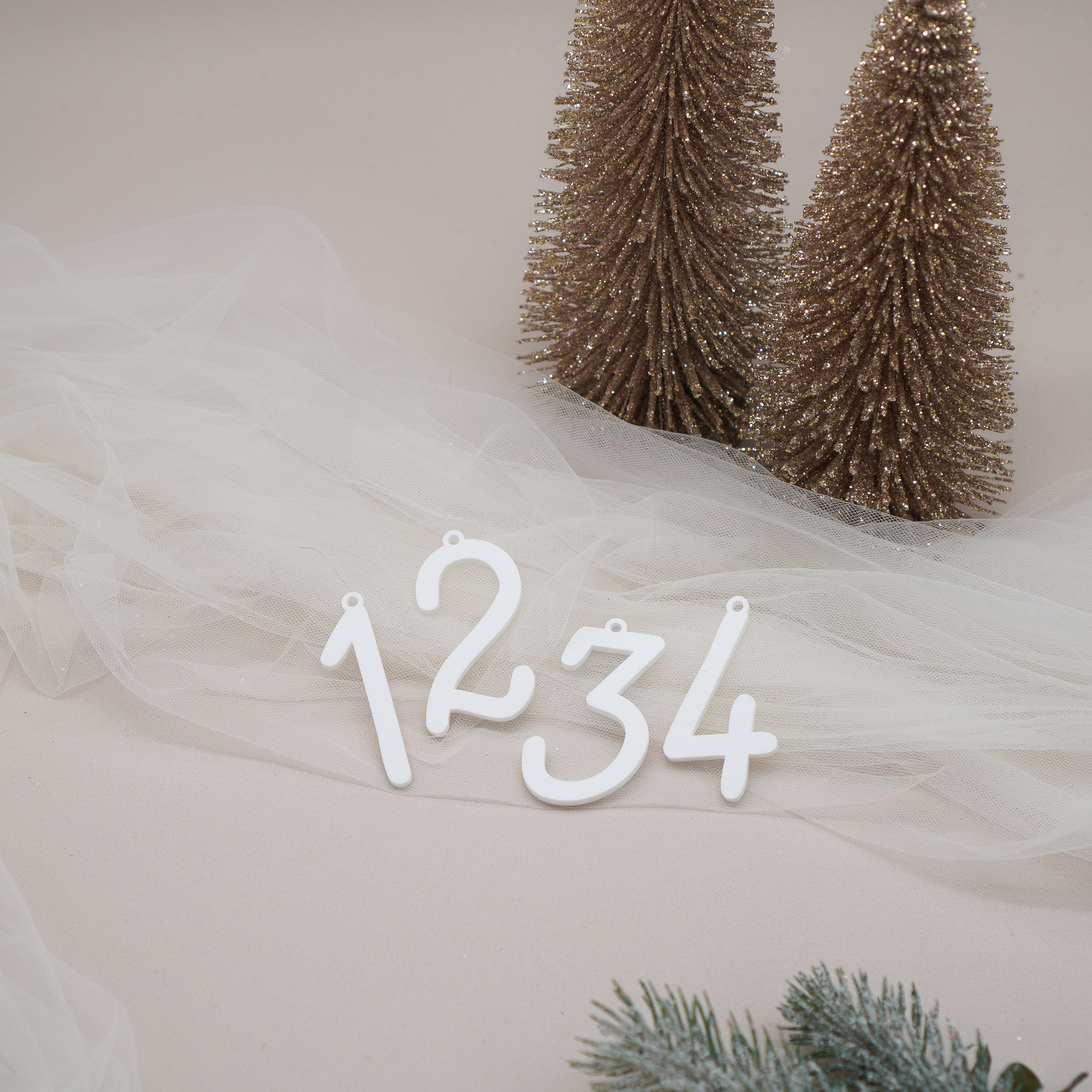 Adventskranz Zahlen 4er Set in Weiß