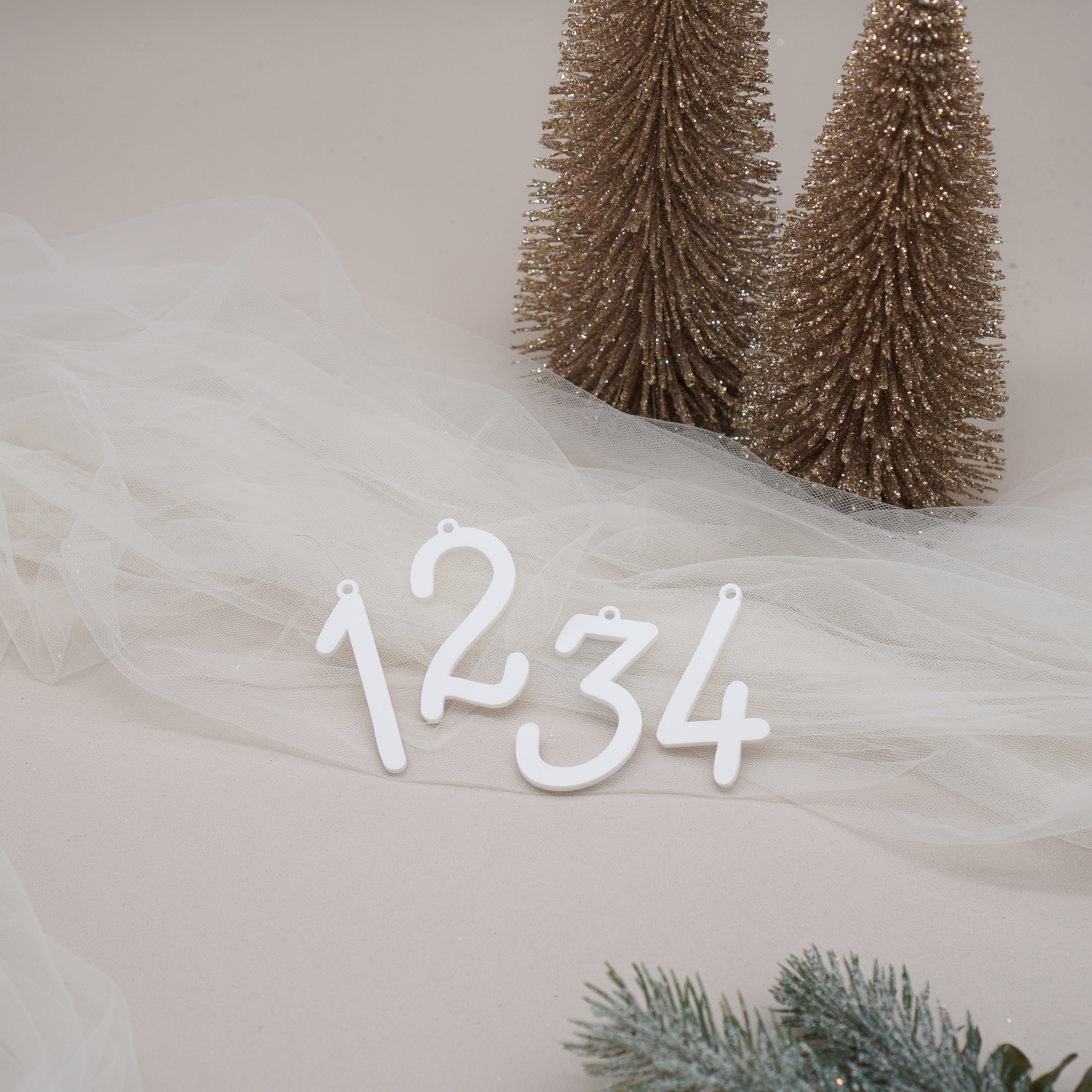 Adventskranz Zahlen 4er Set in Weiß