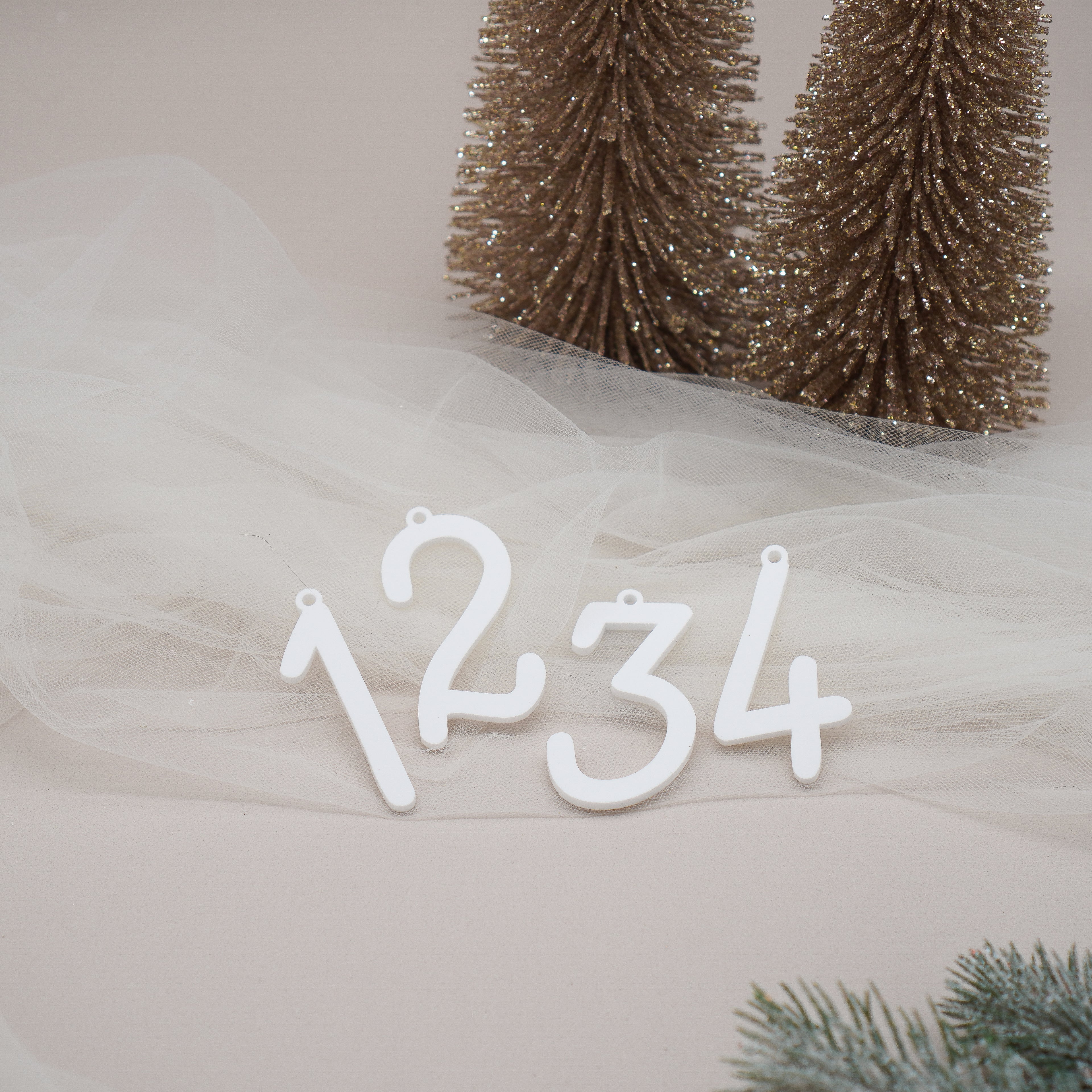 Adventskranz Zahlen 4er Set in Weiß