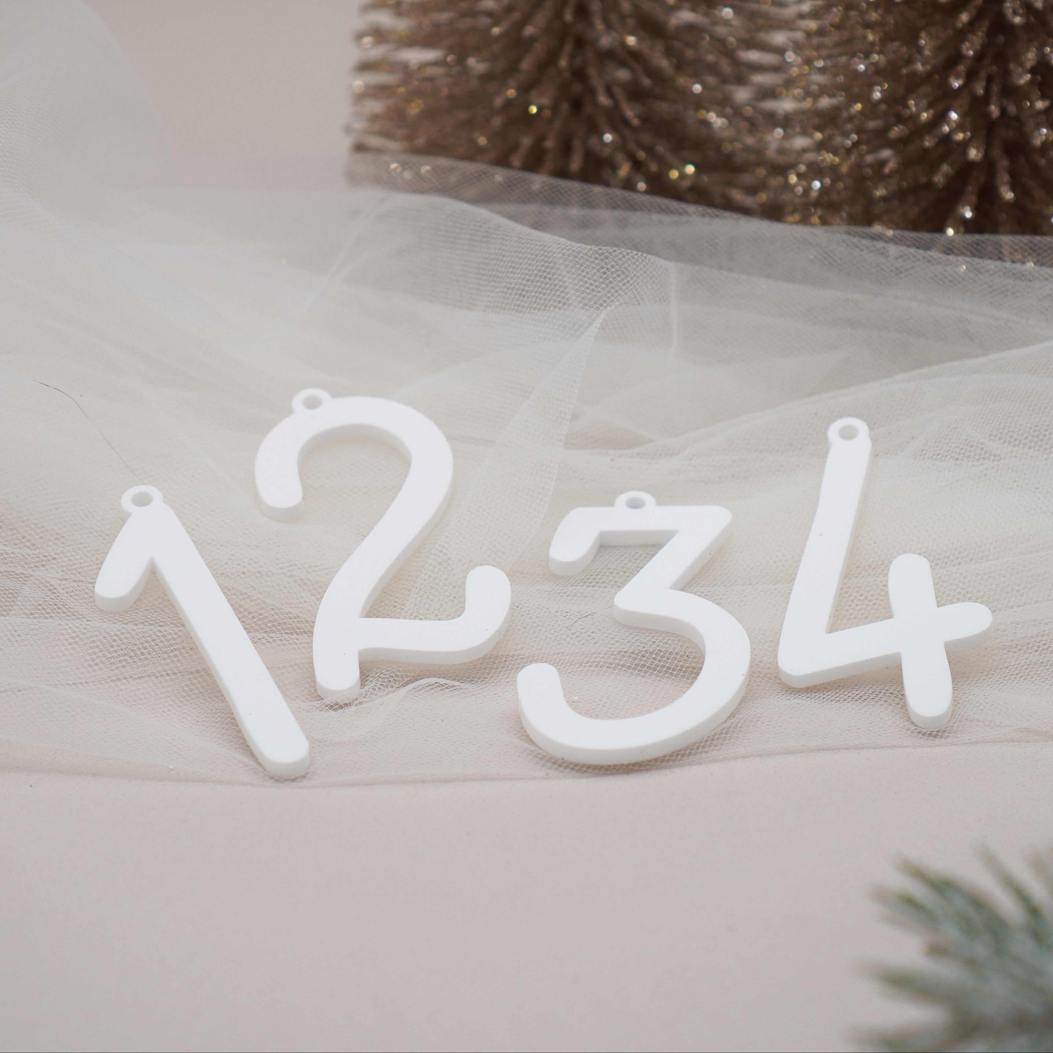 Adventskranz Zahlen 4er Set in Weiß