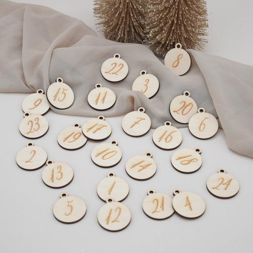 Adventskalender Zahlen "Rund" aus Holz