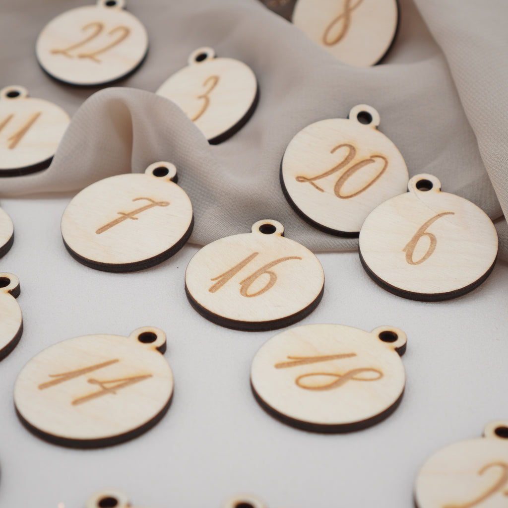 Adventskalender Zahlen "Rund" aus Holz