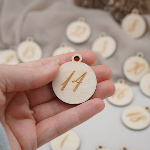 Adventskalender Zahlen "Rund" aus Holz