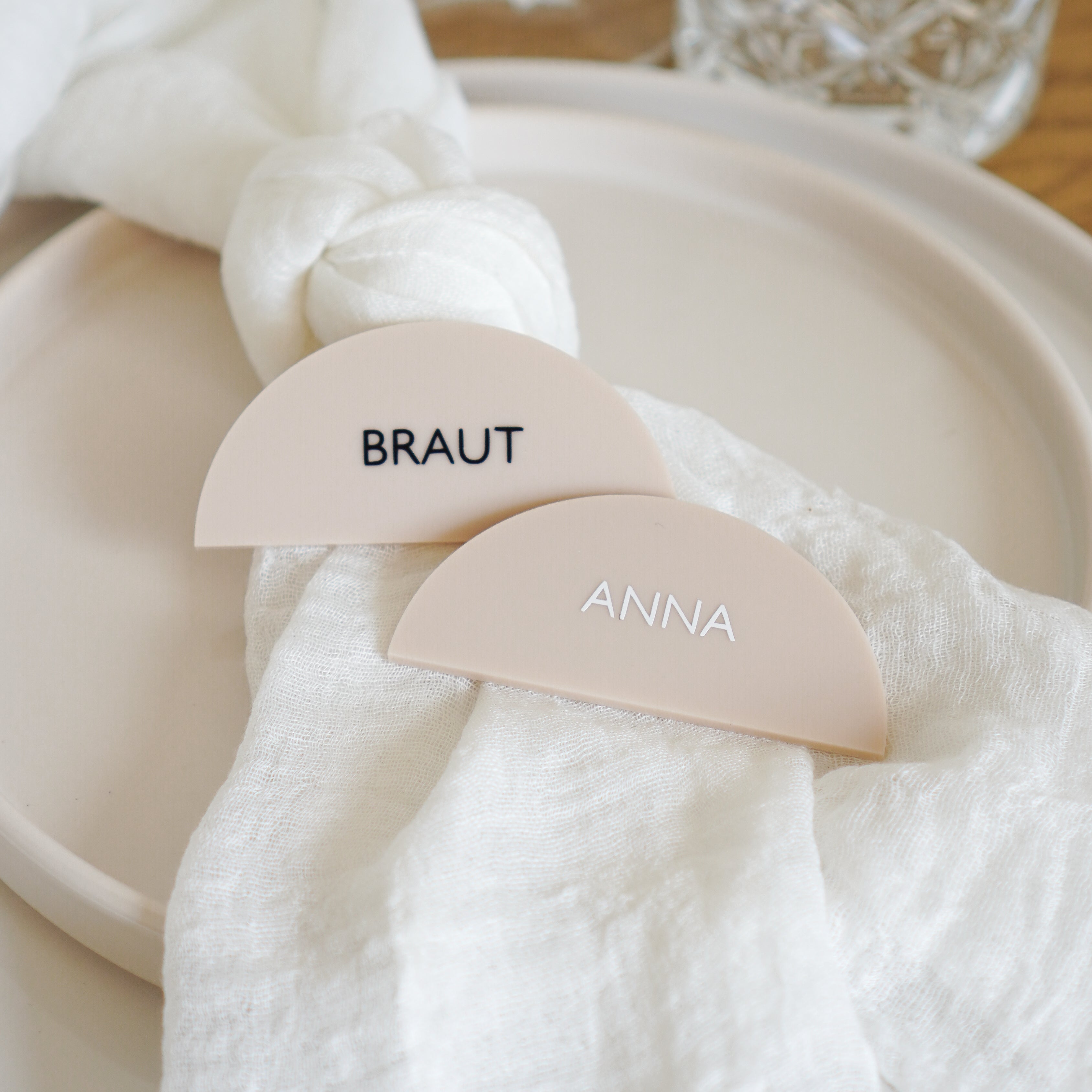 Halbmond Platzkarten in Blush