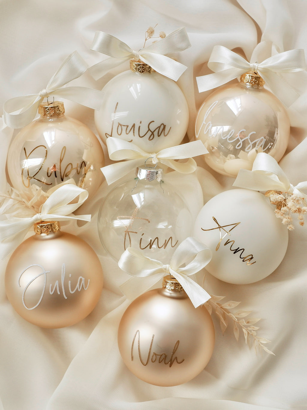 Personalisierte Weihnachtskugeln aus Echtglas