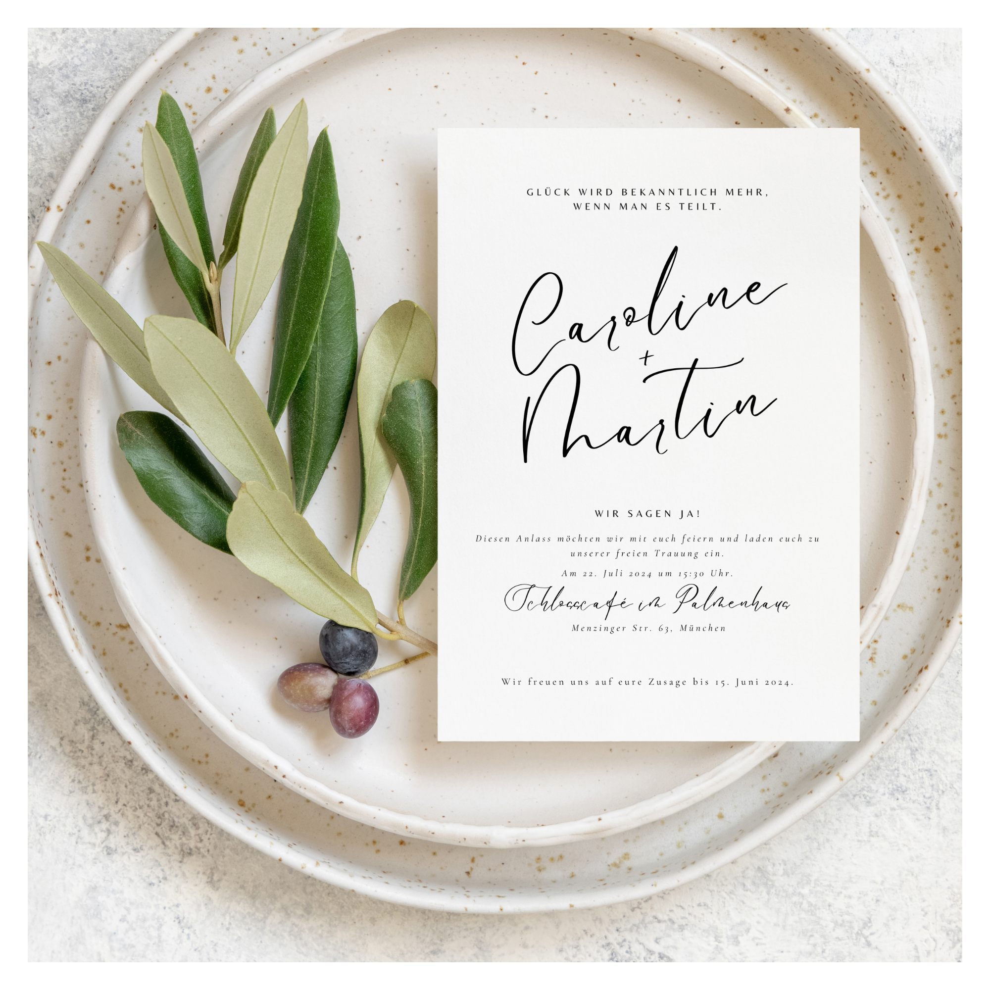 Set of 2 modern invitations + detail card | 2 in 1 template | Edit in Canva | DIY stationery | to print yourself | Wedding invitation