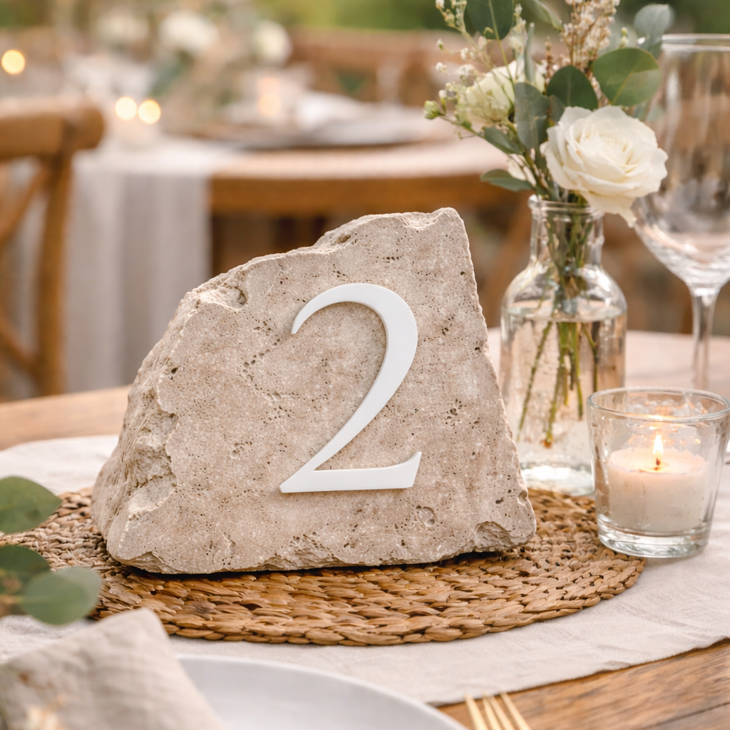 Selbstklebende 3D Tischnummer Zahlen - Weiß