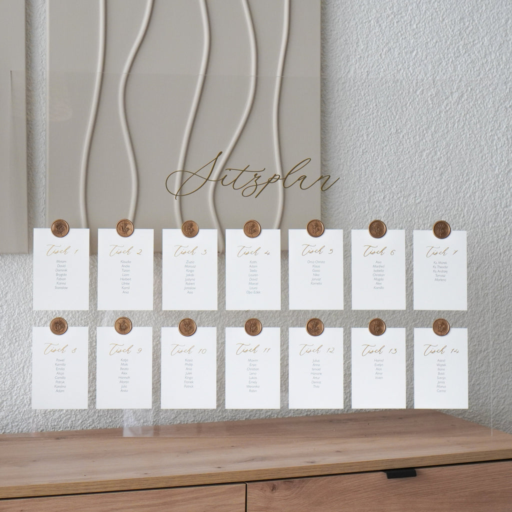 Sitzplan auf Acrylglas