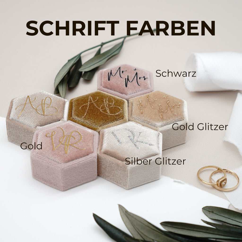 Ringbox mit Monogram in 4 Farben