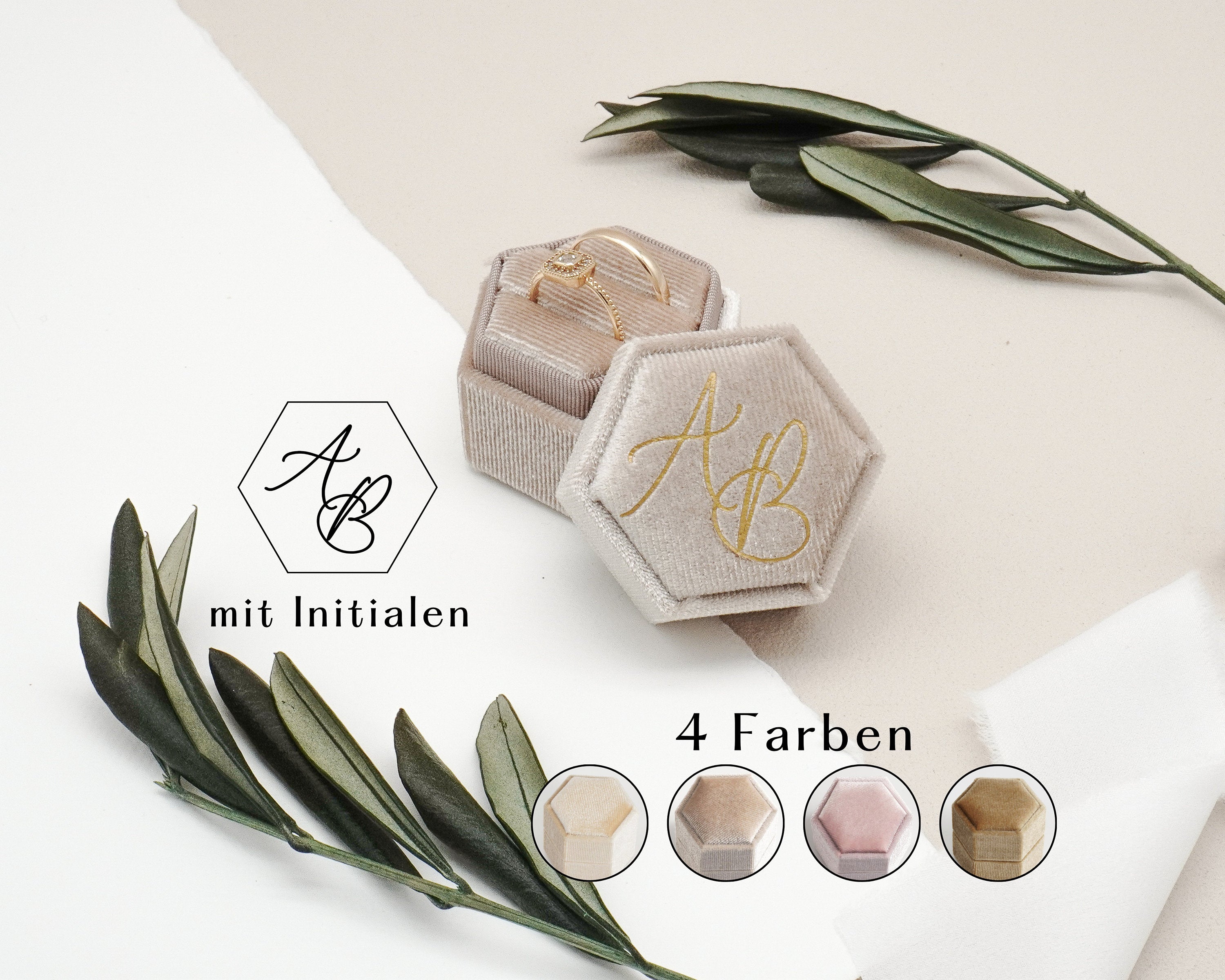 Ringbox mit Monogram in 4 Farben