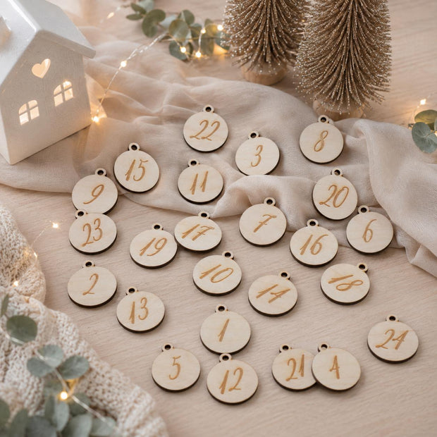 Adventskalender Zahlen Set "Rund" aus Holz