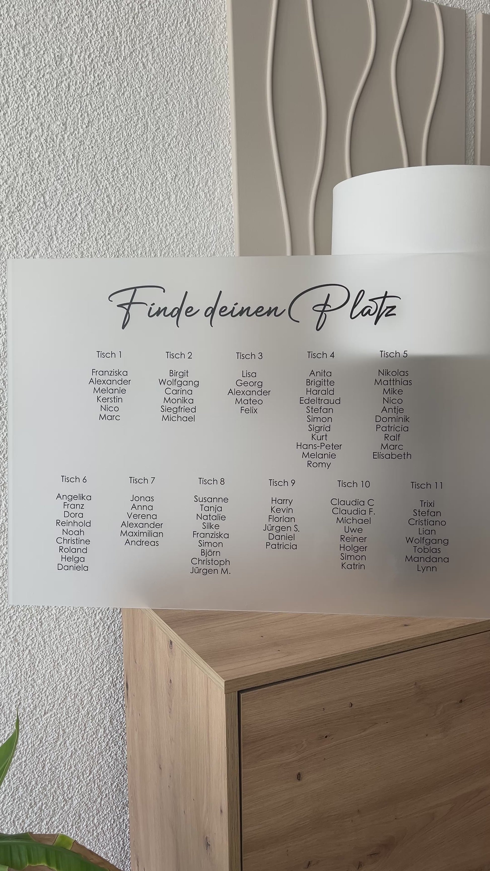 Sitzplan auf Acrylglas